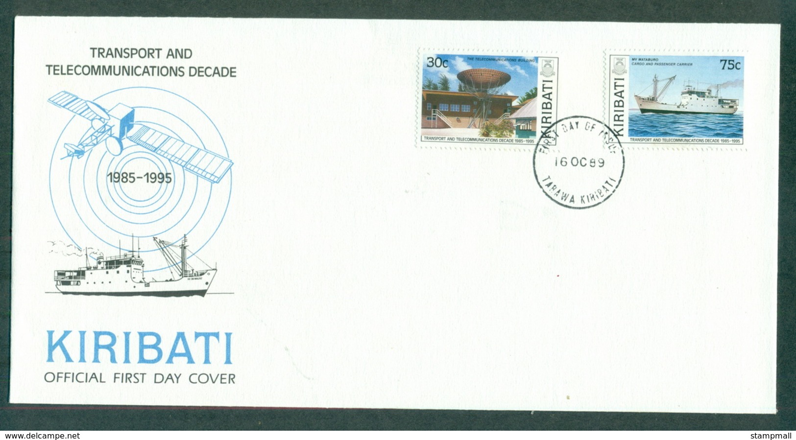 Kiribati 1989 Transport & Telecommunications FDC Lot70950 - Kiribati (1979-...)