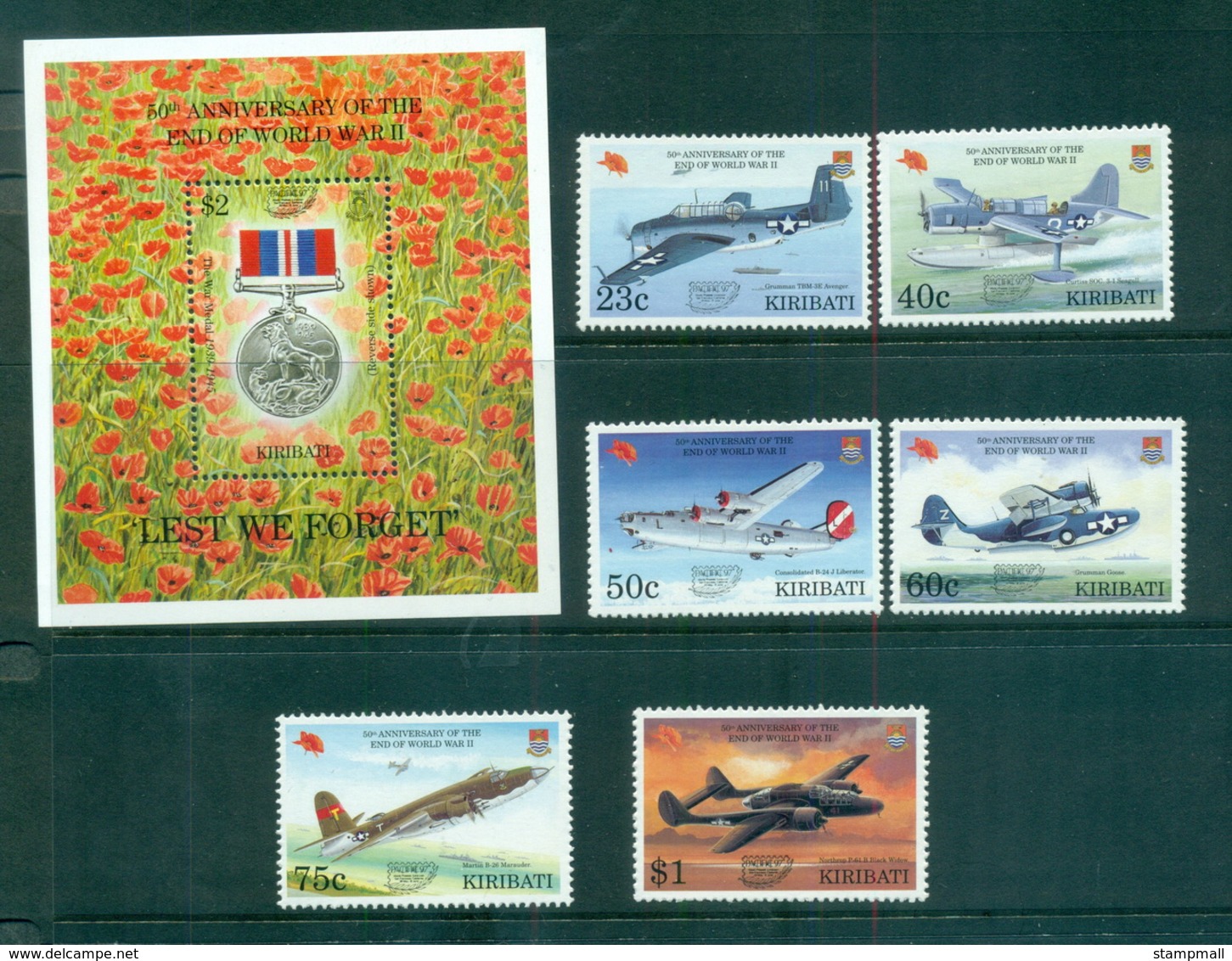 Kiribati 1997 WWII Anniv. ,Planes, Pacific 97 Opt + MS MUH Lot70919 - Kiribati (1979-...)