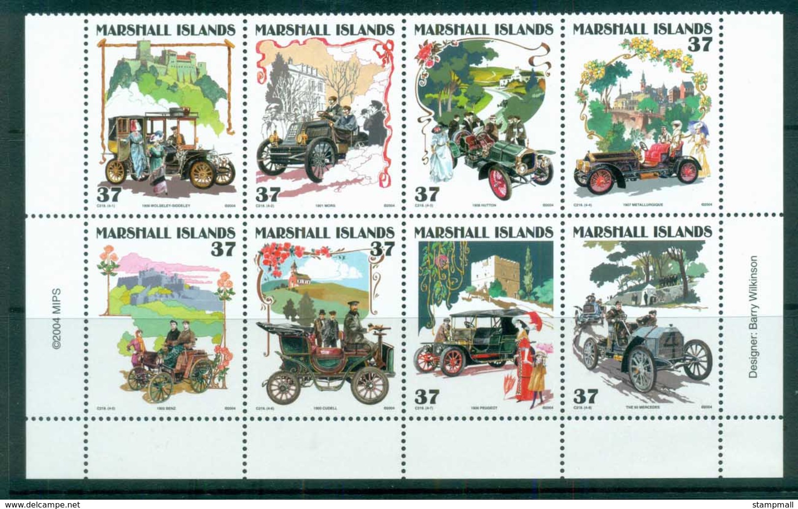 Marshall Is 2004 Vintage Cars Blk 8 MUH Lot81507 - Marshall Islands