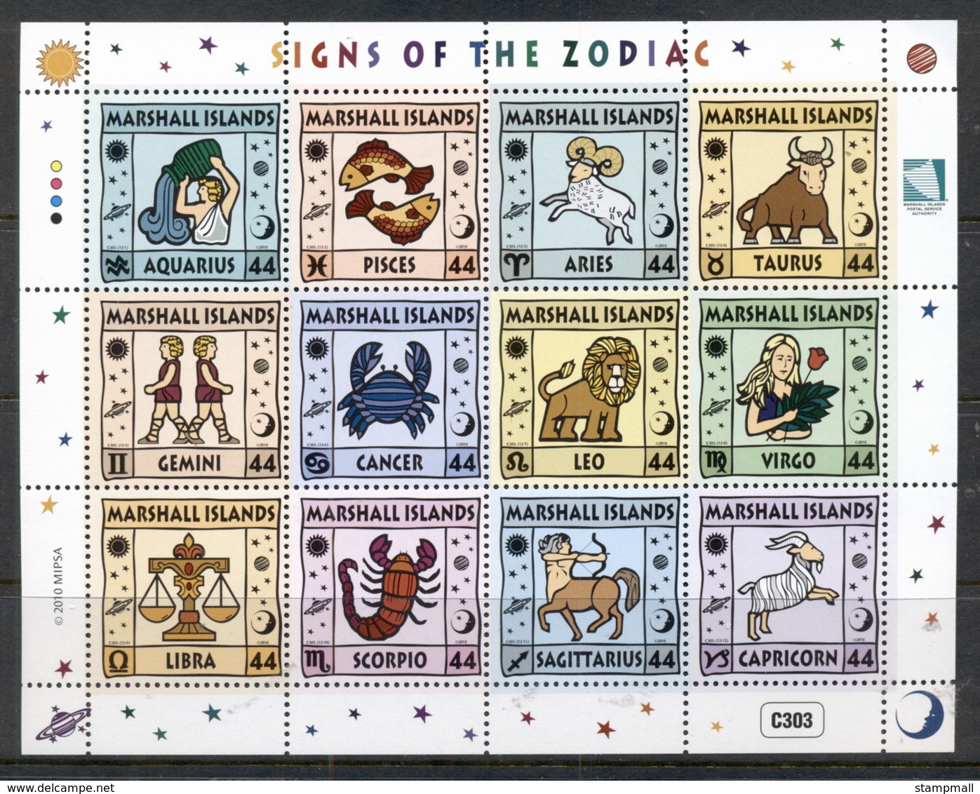 Marshall Is 2010 Signs Of The Zodiac MS MUH - Marshall Islands