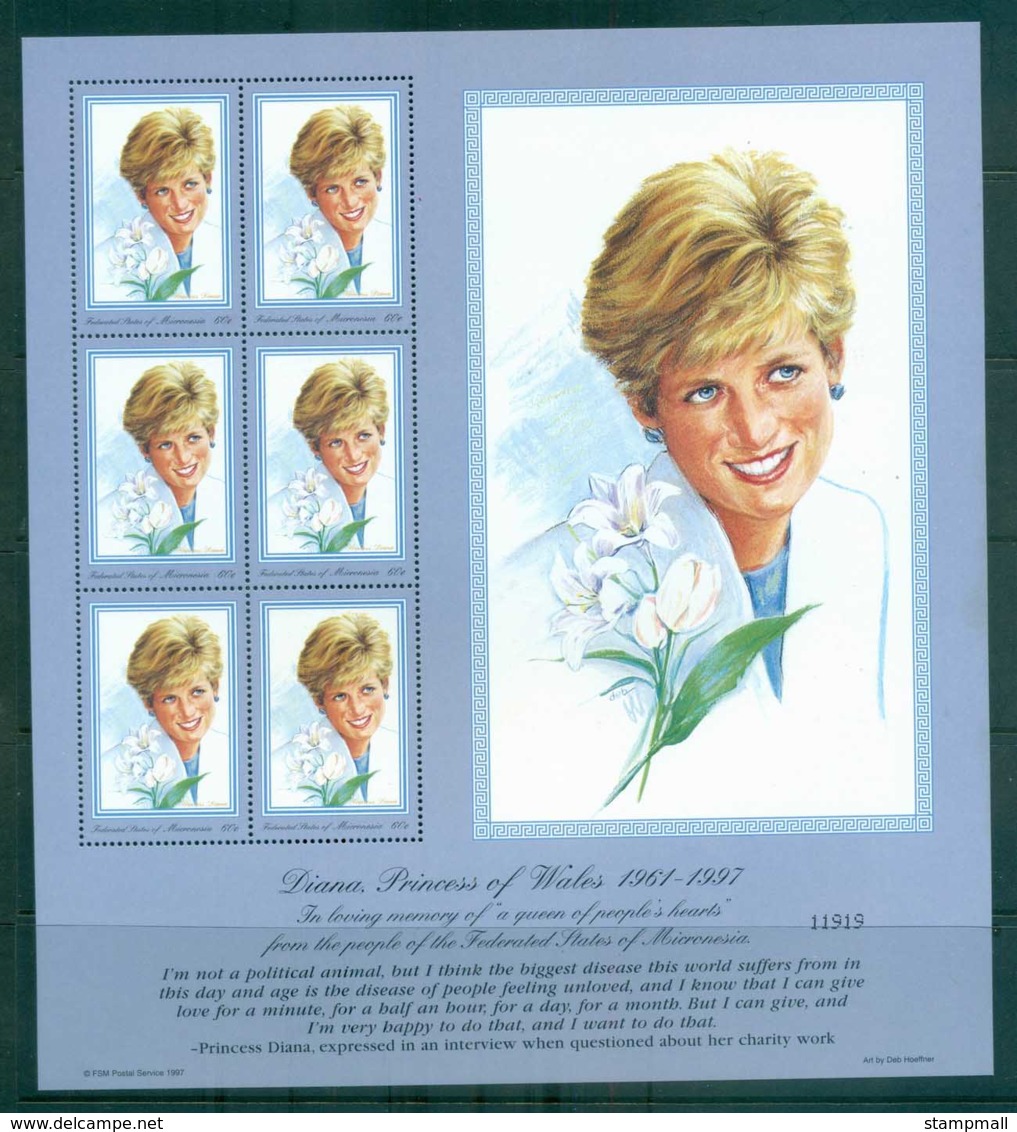 Micronesia 1997 Princess Diana In Memoriam MS MUH Lot82027 - Micronesia