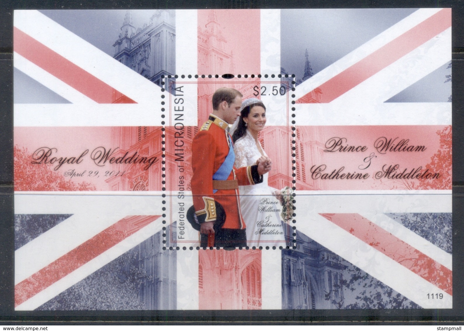 Micronesia 2011 Royal Wedding William & Kate #1119 $2.50 MS MUH - Micronesia