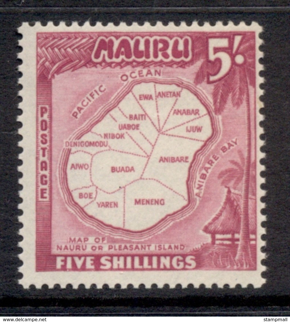 Nauru 1954 Pictorial, Map 5/- MUH - Nauru