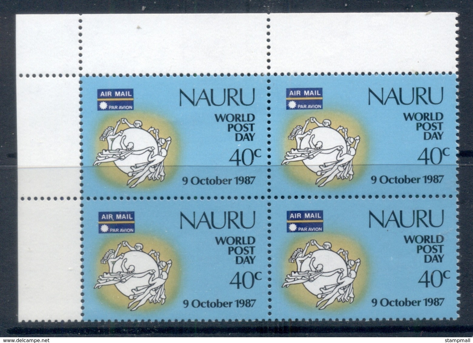 Nauru 1987 World Post Day, UPU Blk4 MUH - Nauru