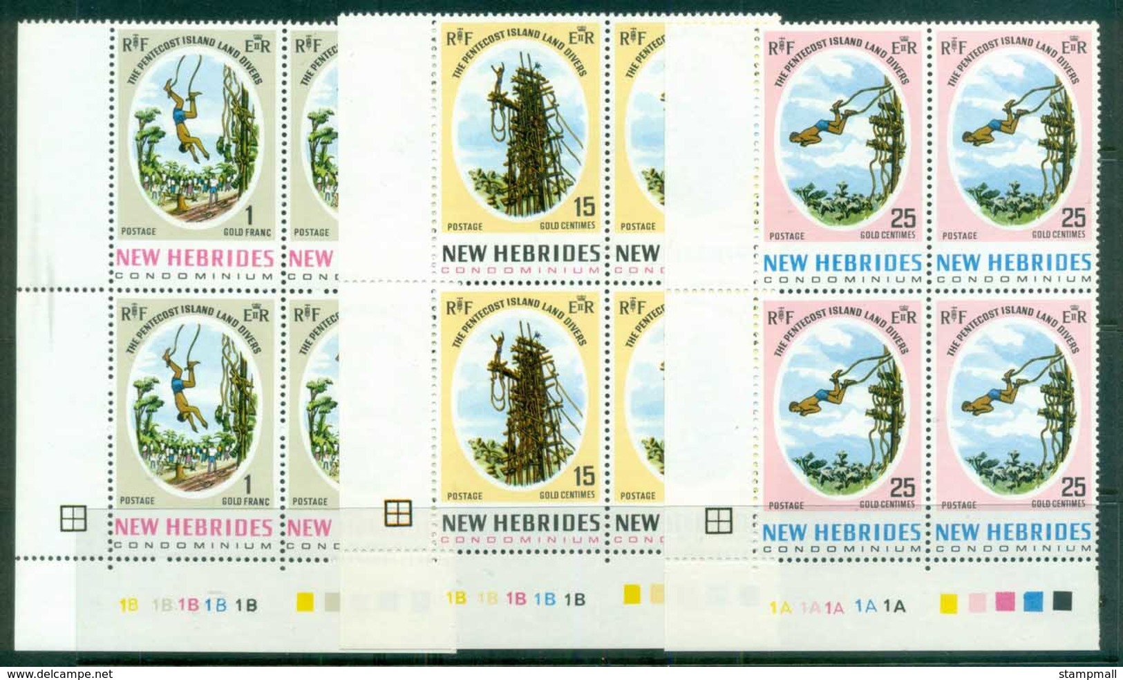 New Hebrides (Br) 1969 Land Divers Of Pentecost Blk4 MUH - Unused Stamps