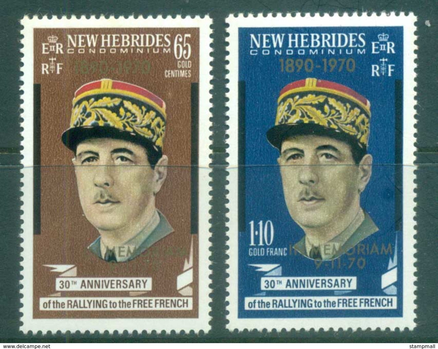 New Hebrides (Br) 1971 Charles De Gaulle Opt In Memoriam MUH - Unused Stamps