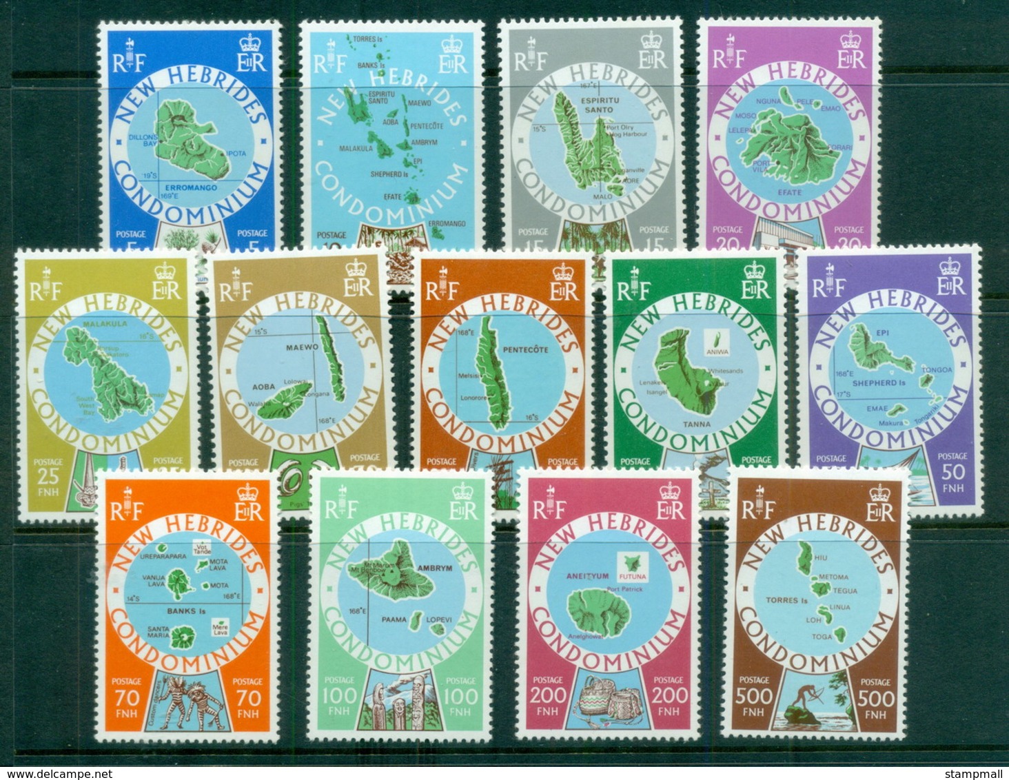 New Hebrides (Br) 1977-78 Island Maps MUH - Ongebruikt