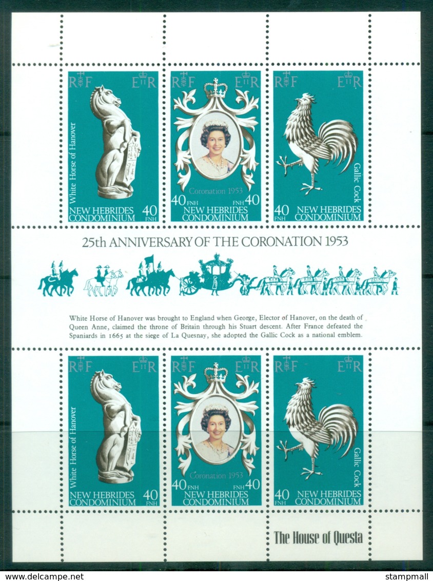 New Hebrides (Br) 1978 QEII Coronation 25th Anniv MS MUH - Unused Stamps