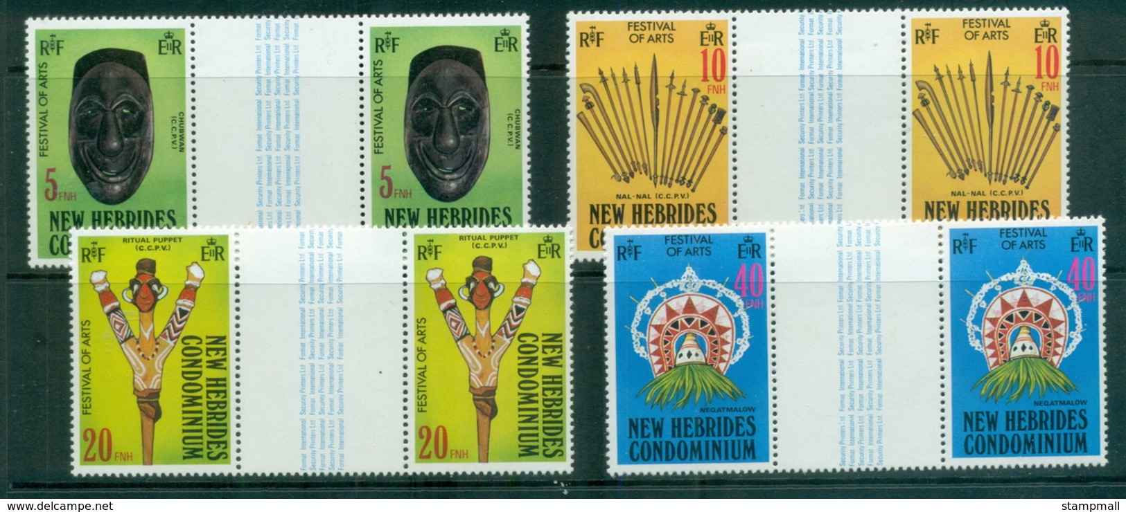 New Hebrides (Br) 1979 Arts Festival Gutter Prs MUH - Unused Stamps