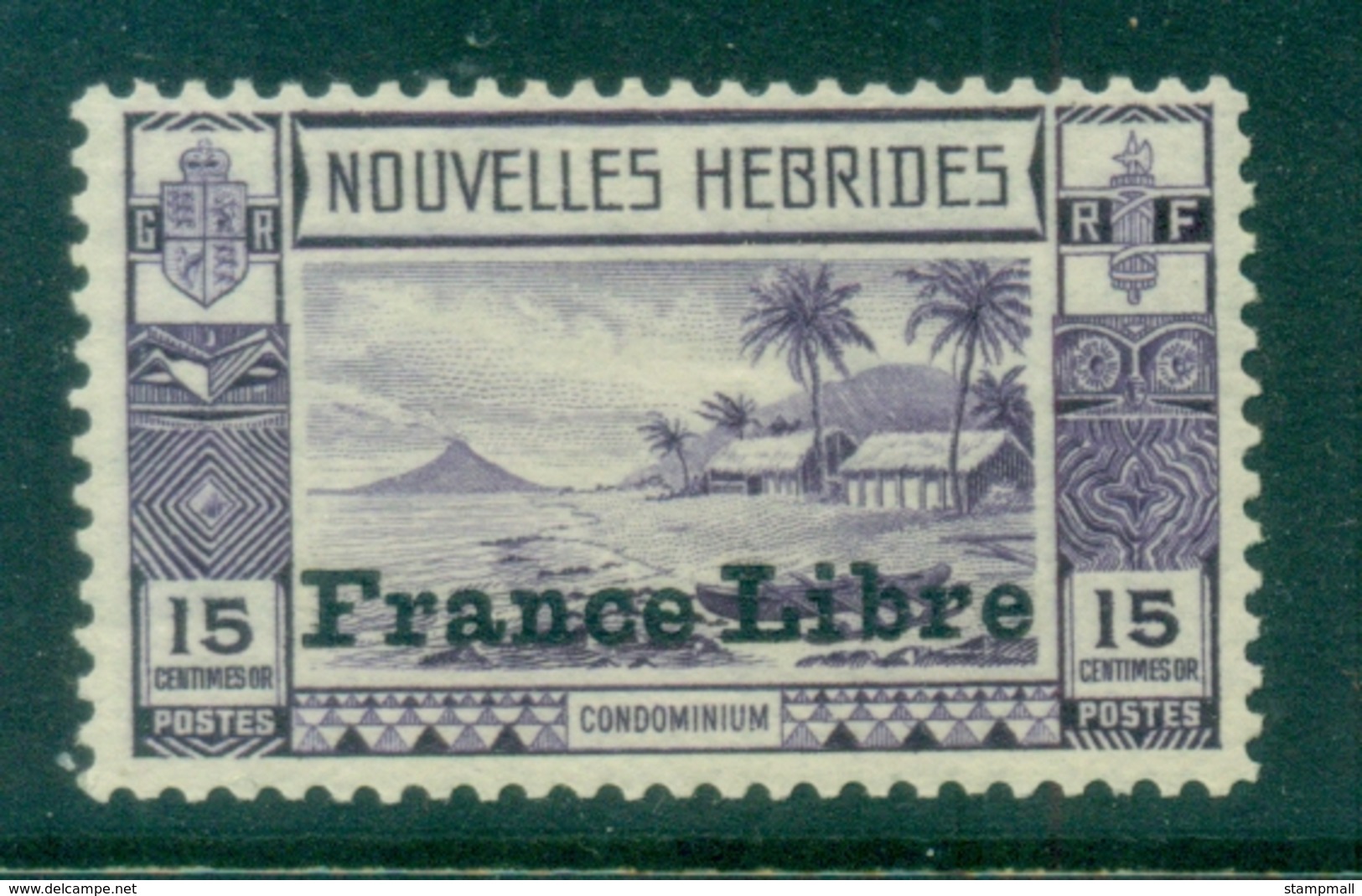 New Hebrides (Fr) 1941 Pictorials, Opt France Libre 15c MLH - Neufs