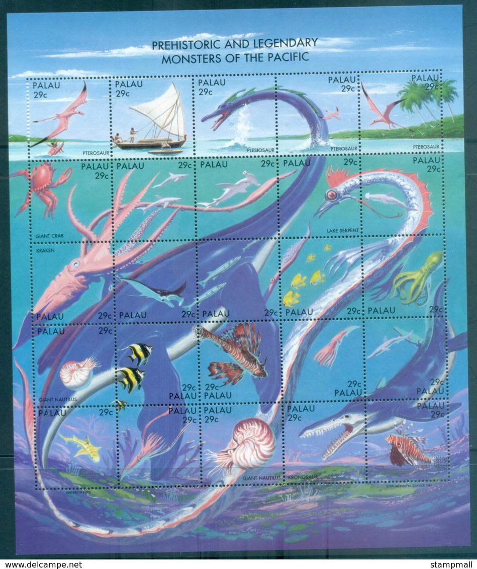 Palau 1993 Prehistoric & Legendary Monsters Of The Pacific Sheetlet MUH - Palau