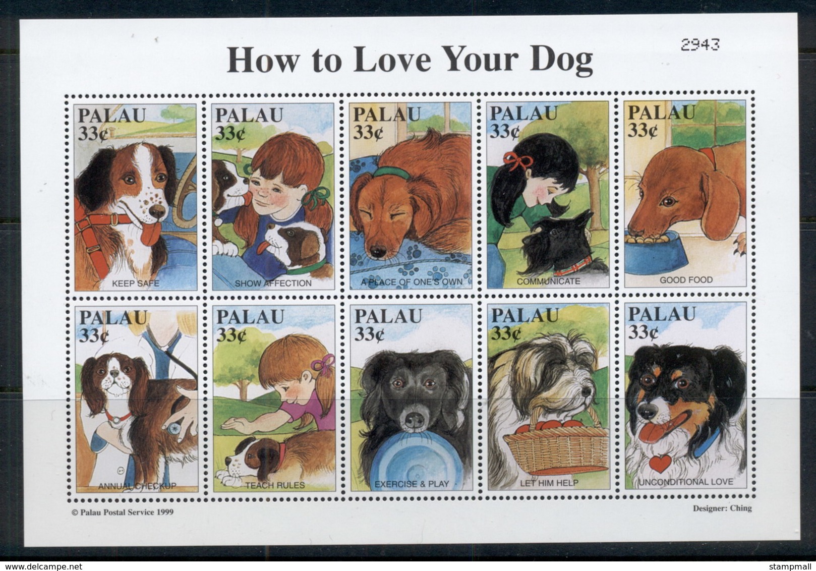 Palau 1999 How To Love Your Dog Sheetlet MUH - Palau