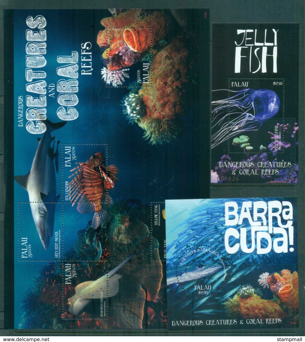 Palau 2011 Dangerous Creatures And Coral Reefs 3xMS MUH Lot81419 - Palau