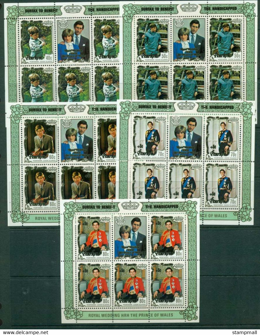 Penrhyn Is 1981 Charles & Diana Surch 5x MS MUH Lot20456 - Penrhyn