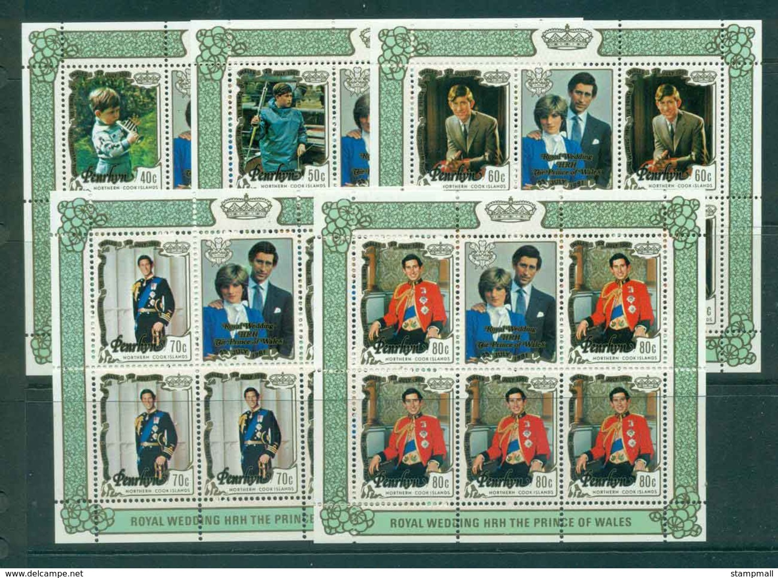 Penrhyn Is 1981 Charles & Diana Wedding 5x Sheetlet MUH Lot45167 - Penrhyn