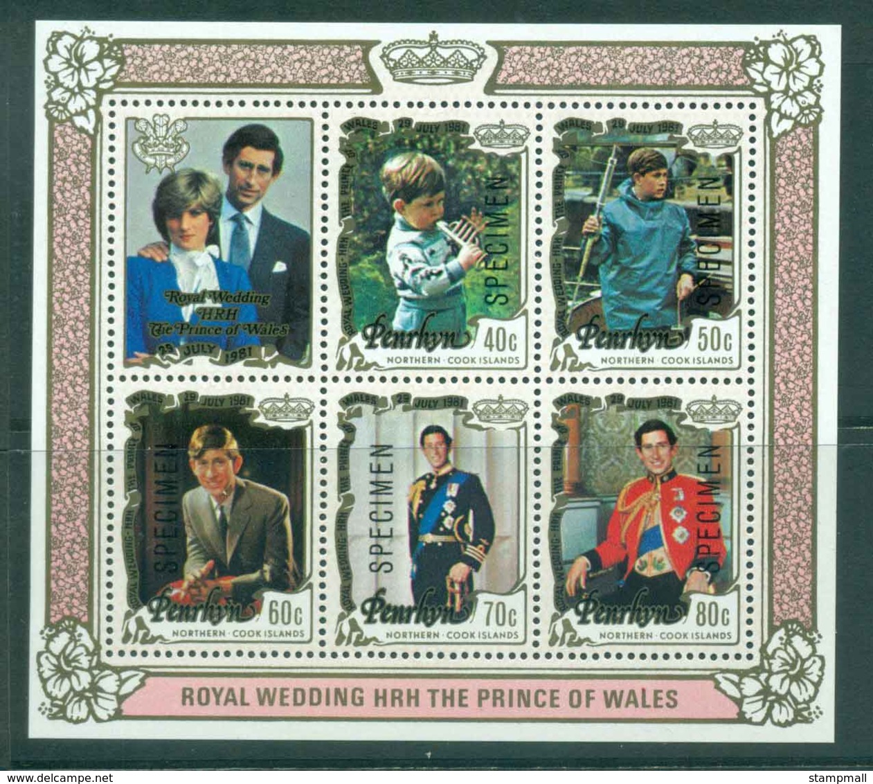 Penrhyn Is 1981 Charles & Diana Wedding MS SPECIMEN MUH Lot45166 - Penrhyn