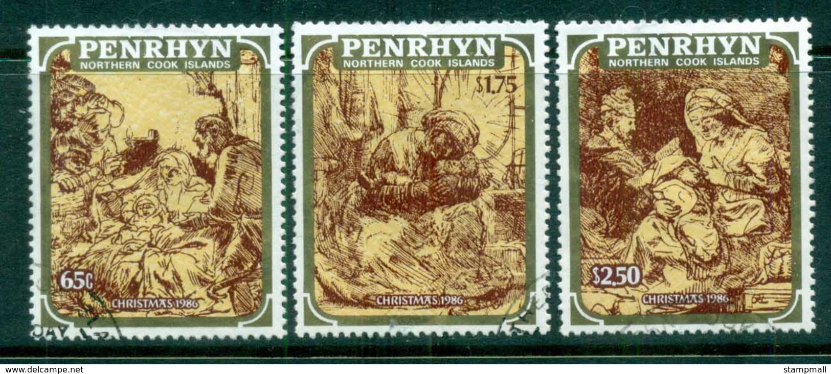 Penrhyn Is 1986 Xmas Rembrandt Engravings  FU - Penrhyn