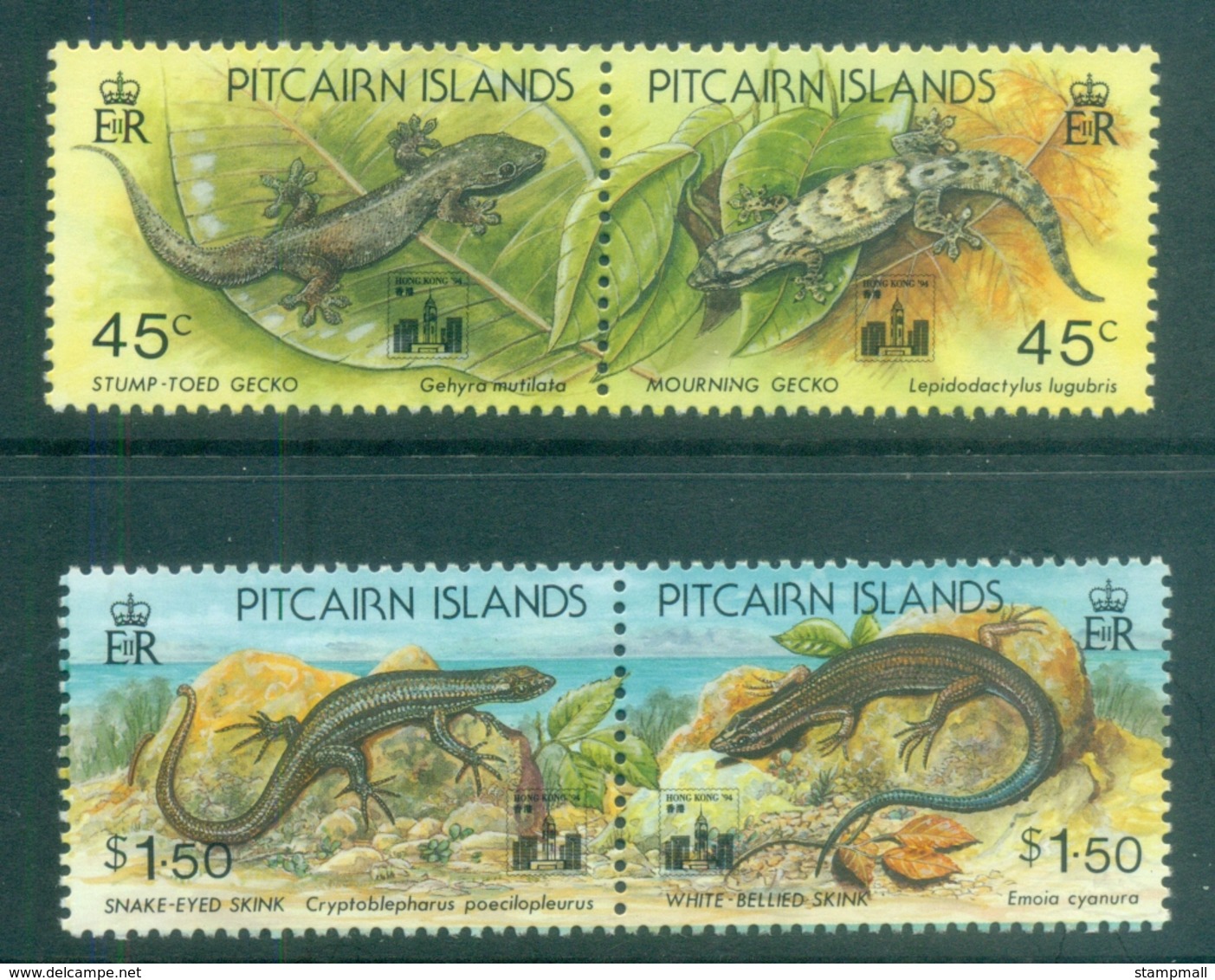 Pitcairn Is 1993 Lizards, Opt Hong Kong '94 MUH - Pitcairn Islands