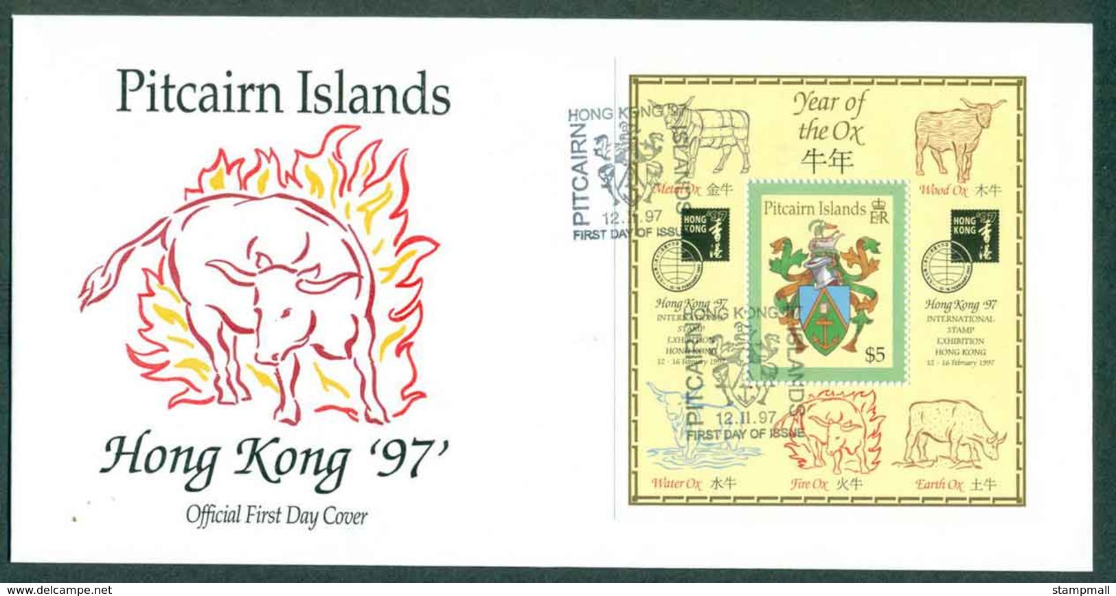 Pitcairn Is 1997 Hong Kong '97 MS FDC Lot45772 - Pitcairn Islands