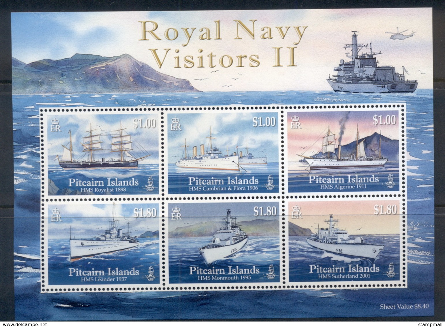 Pitcairn Is 2010 Royal Navy Visitors II, Ships MS MUH - Pitcairn Islands