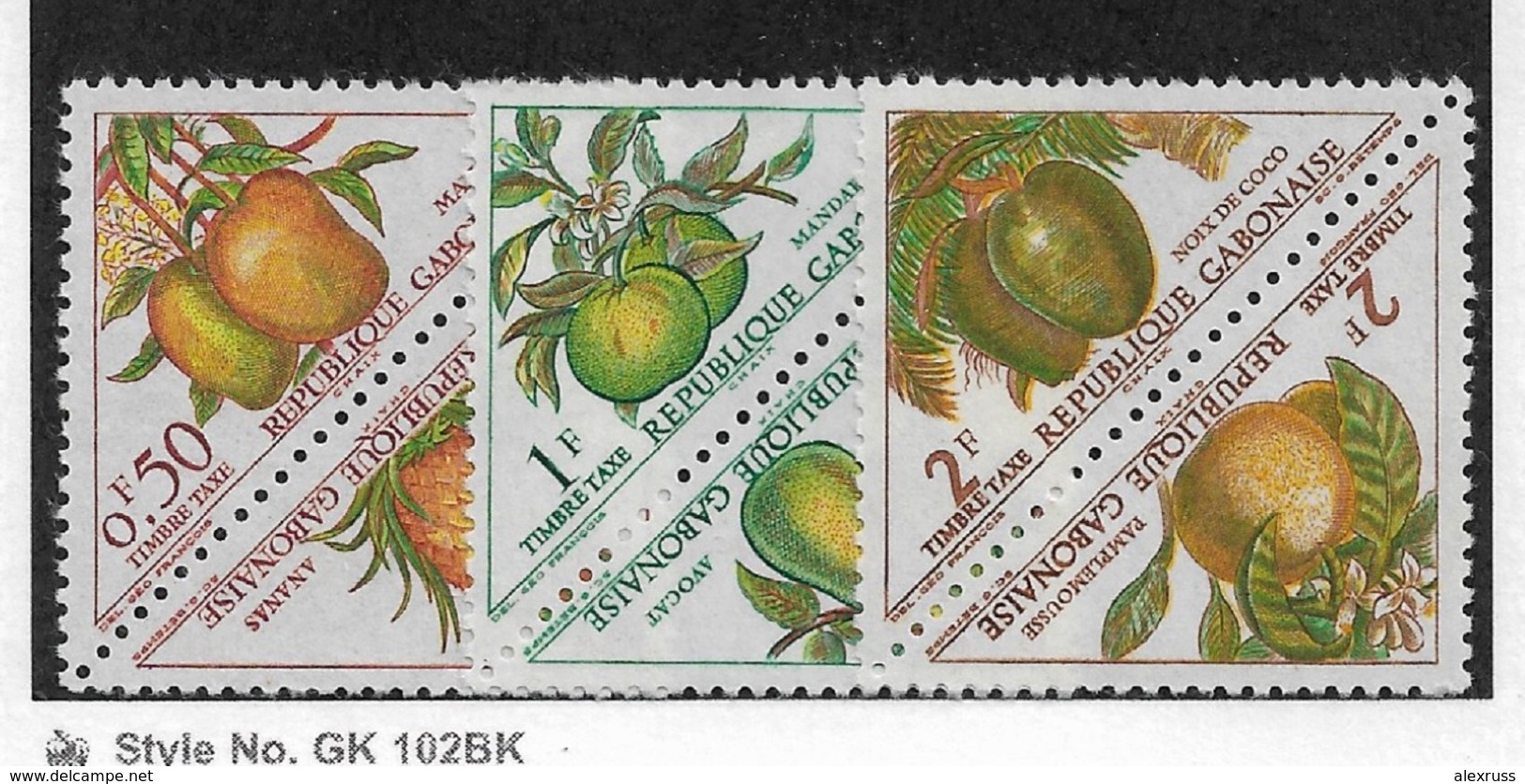 Gabon 1962,Postage Due,Fruits,3 Pairs Scott # J34-J36,VF-XF MLH*OG (SP-3) - Gabon (1960-...)