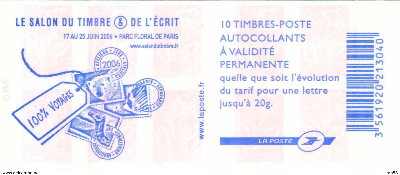 FRANCE - Carnet RGR-2, Barres Pho Pâles - TVP Lamouche Rouge - YT 3744 C9 / Maury 558 - Autres & Non Classés