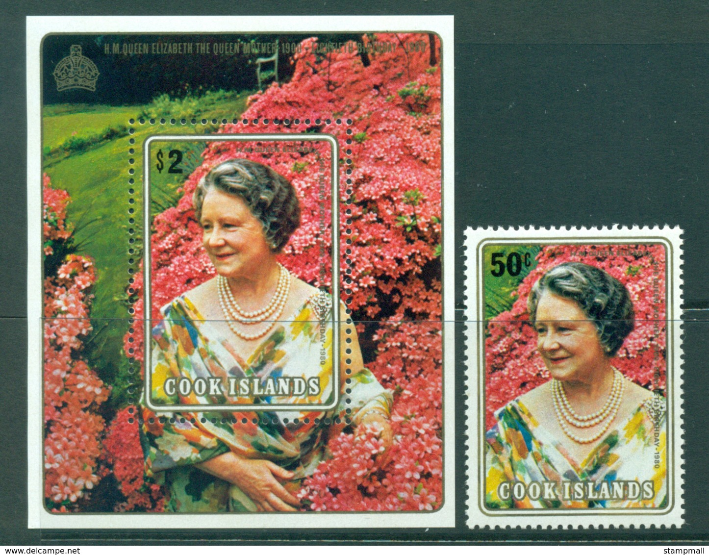 Cook Is 1980 Queen Mother 80th Birthday + MS MUH Lot30016 - Cook Islands