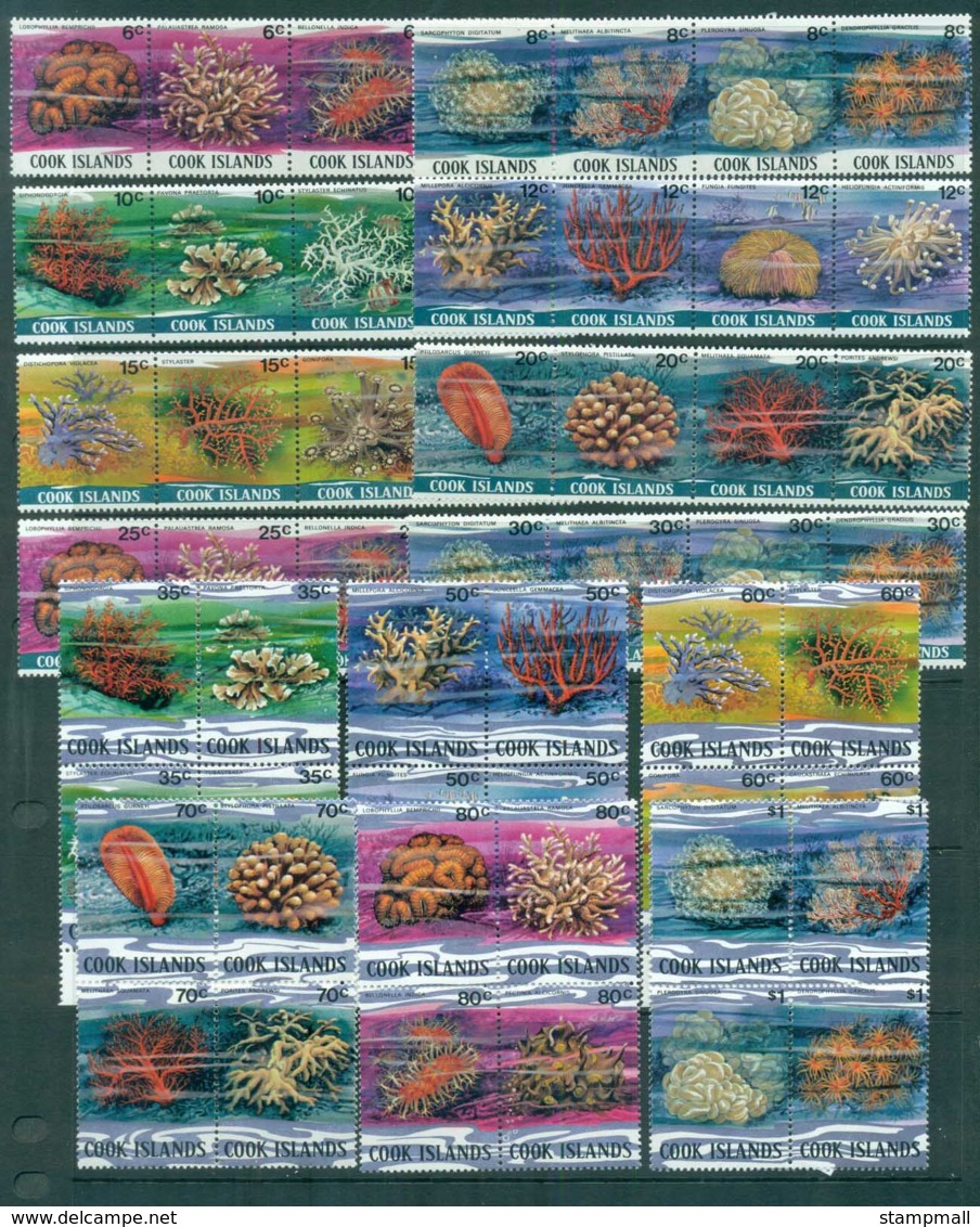 Cook Is 1980-82 Marine Life, Corals 6c-$1, Blocks & Strips MUH - Cook Islands