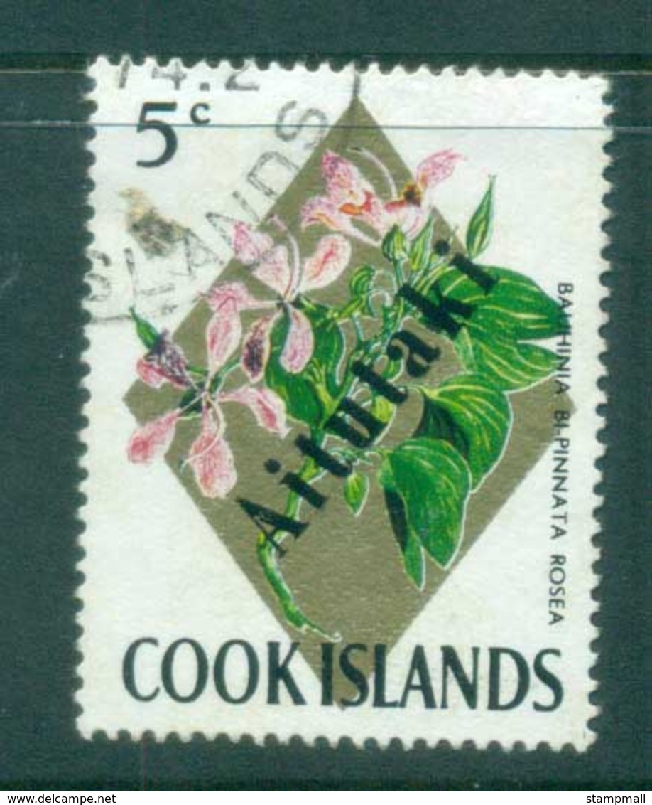 Aitutaki 1972 Flowers 5c Opt On Cook Is FU Lot81350 - Aitutaki