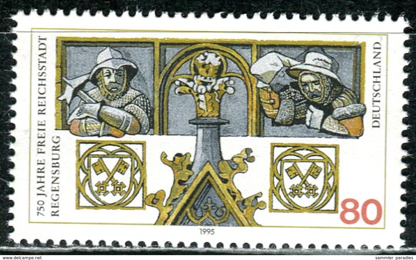 BRD - Mi 1786 - ** Postfrisch (D) - 80Pf         750 Jahre Freie Reichsstadt Regensburg - Neufs