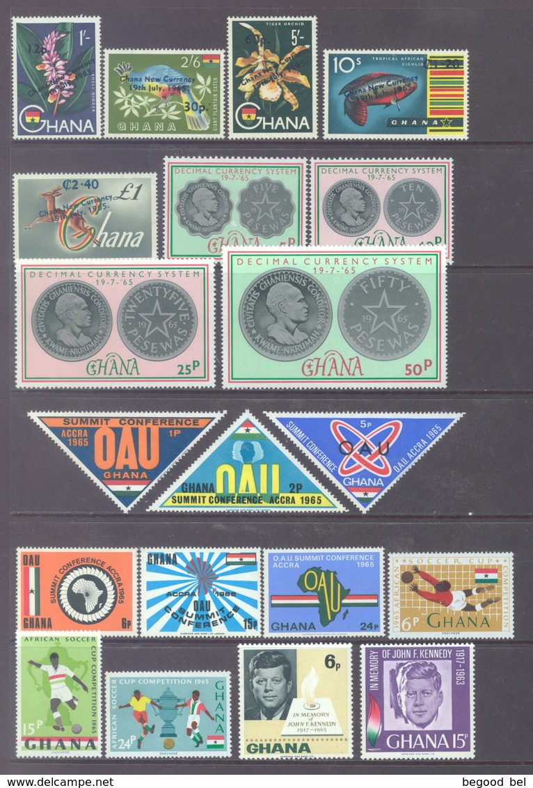 GHANA - 1965 - MNH/** - YEAR 1965 SET COMPLETE - Yv BLOC 14-18 181-228 - Lot 17898 - Ghana (1957-...)