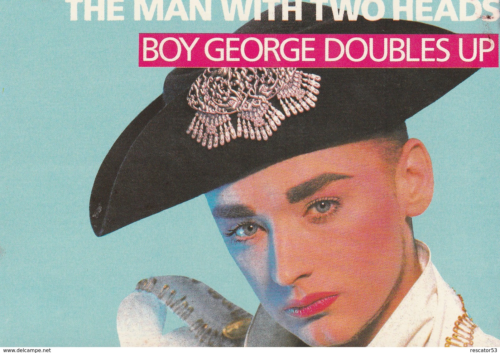 Rare Ancienne  Cp  Pop Culture Années 80  Boy George Doubles Up - Objets Dérivés