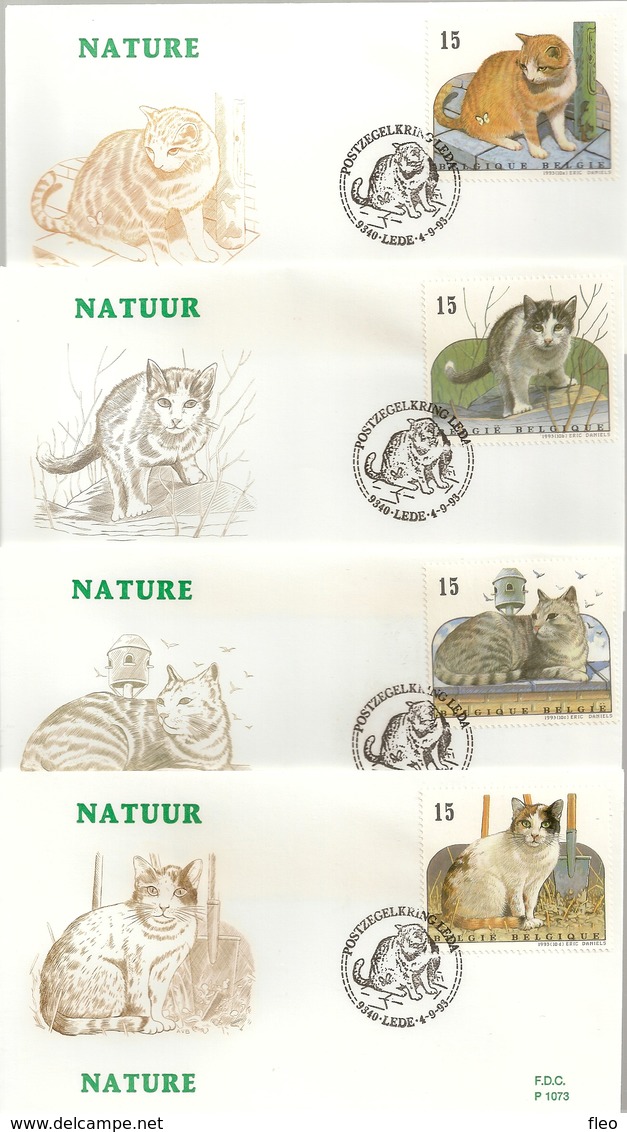 BELG.1993 2521 2522 2523 & 2524 FDC's : Nature - Chats Européens / Natuur - Europese Katten - 1991-2000