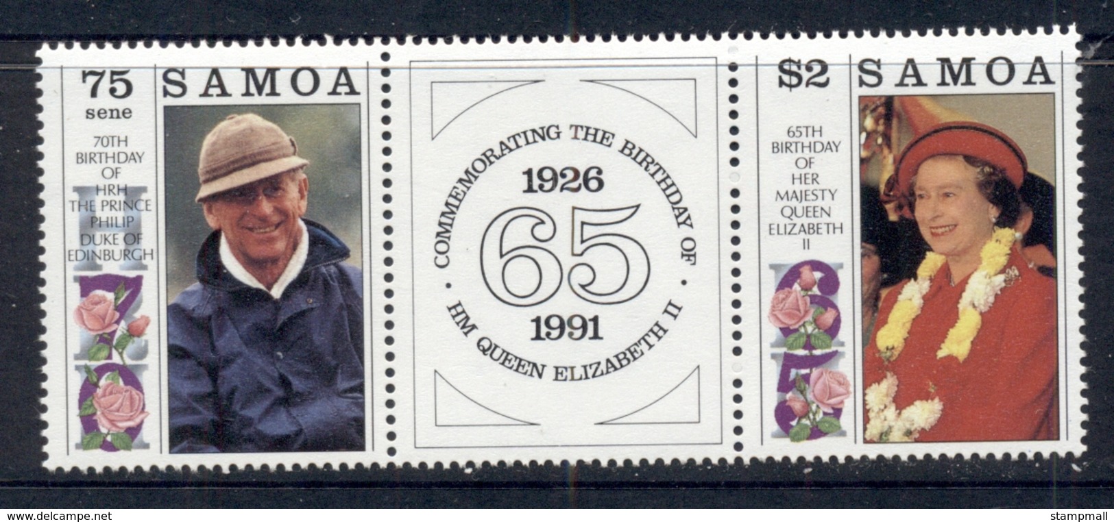 Samoa 1991 QEII & Prince Phillip Birthdays Pr + Label MUH - Samoa