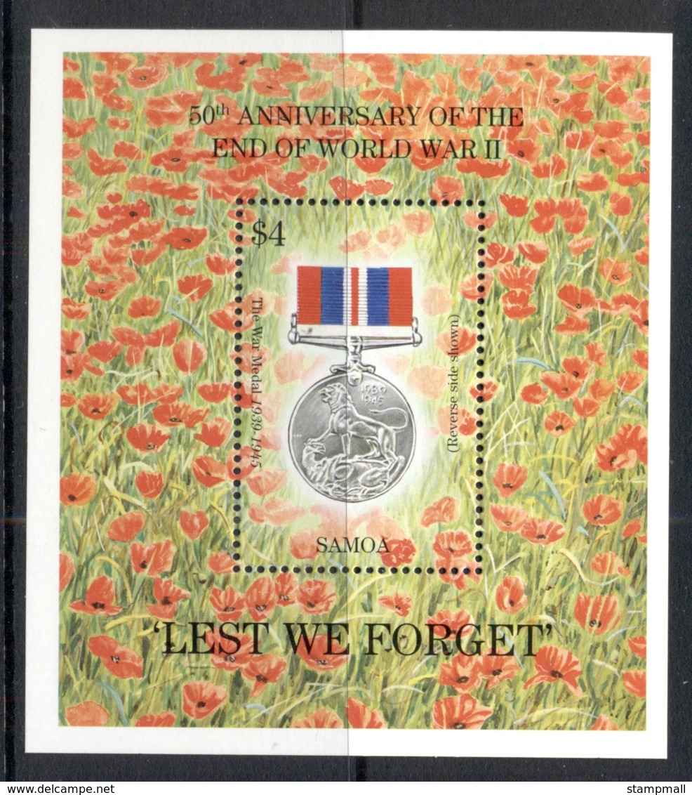 Samoa 1995 End Of WWII 50th Anniv, Medal MS MUH - Samoa