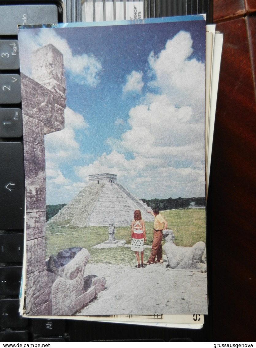 19204) PAN AMERICAN WORLD AIRWAYS MESSICO PIRAMIDES DE CHICHET ITZA, YUCATAN NON VIAGGIATA - México