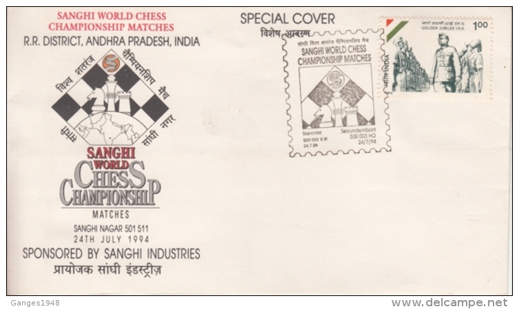 India  1994  World Chess Championship Special Cover  #  14702  D Inde Indien - Chess