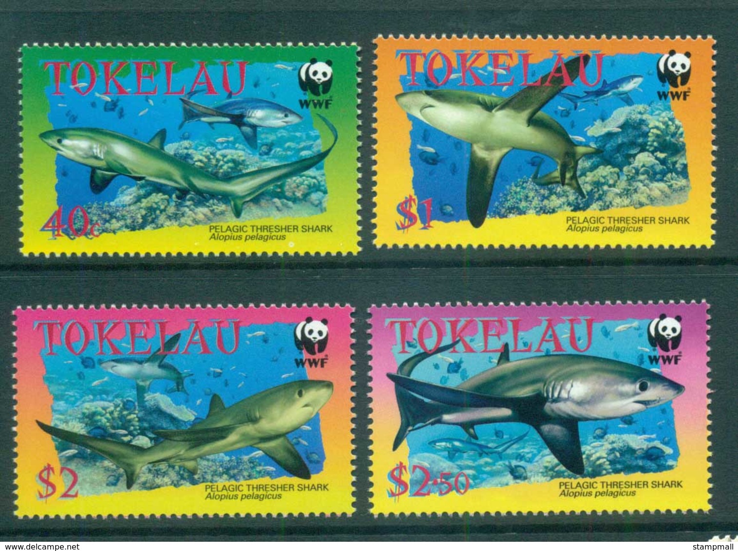 Tokelau Is 2002 WWF Pelagic Thresher Shark MUH Lot73228 - Solomon Islands (1978-...)