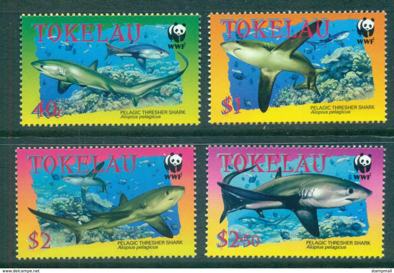 Tokelau Is 2002 WWF Sharks MUH Lot64107 - Solomon Islands (1978-...)