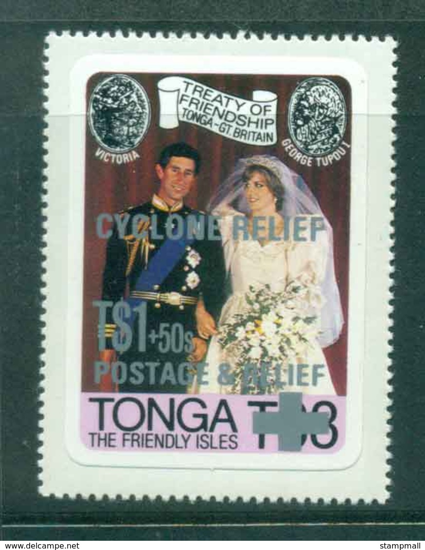 Tonga 1981 Charles & Diana Wedding Opt Cyclone Relief P&S MUH Lot45260 - Tonga (1970-...)