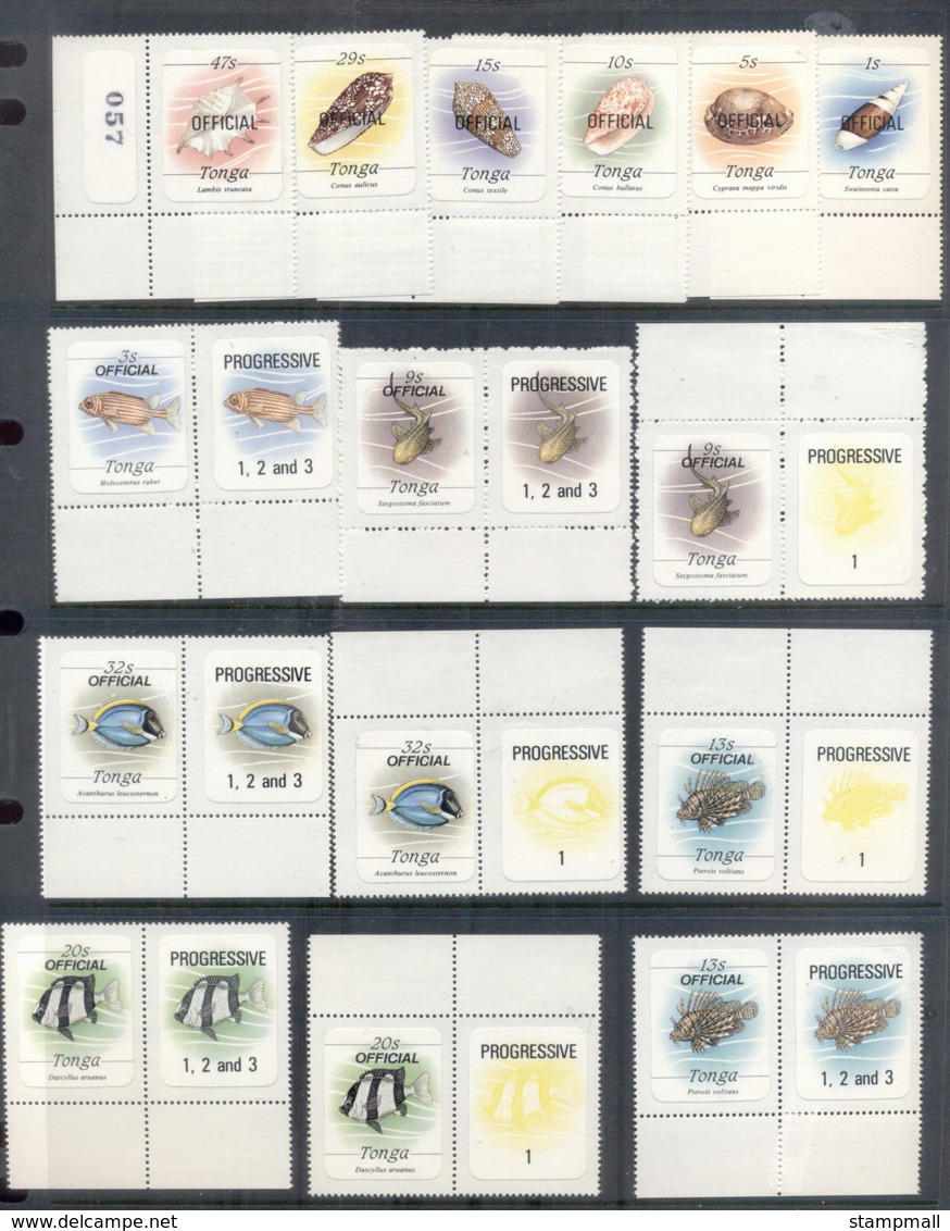 Tonga 1984 Marine Life, Fish, Shells, Corals Assorted Oddments, Official, 2 Scans MUH - Tonga (1970-...)