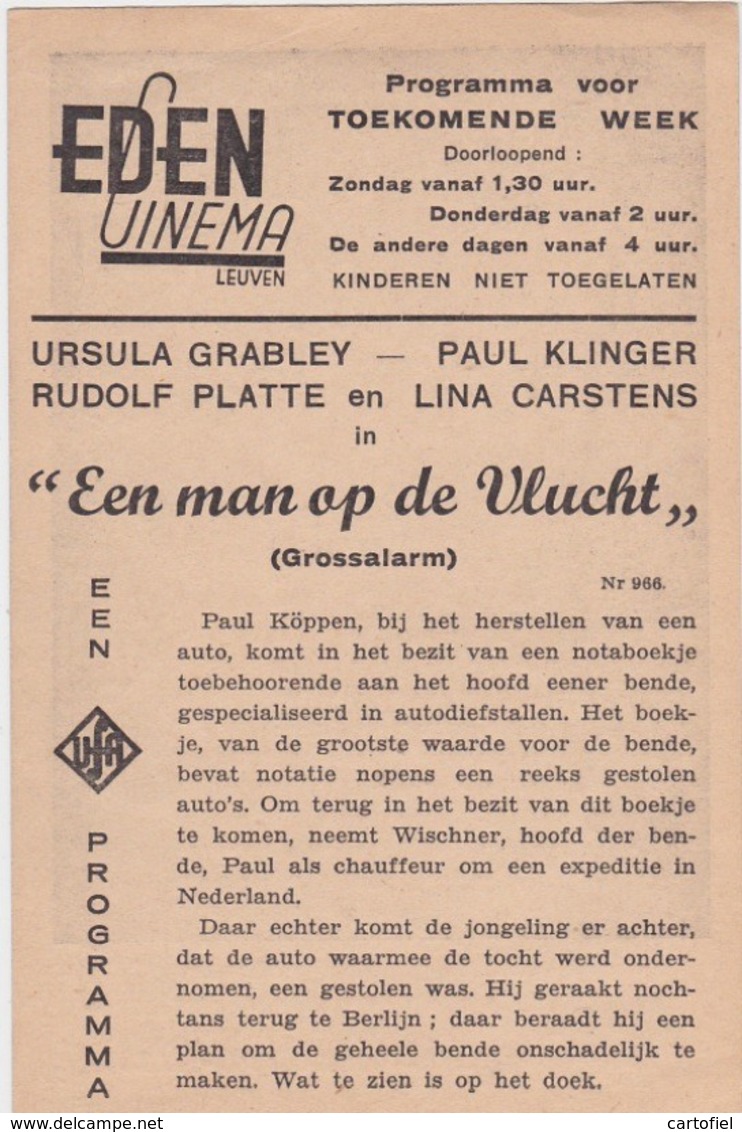 DANIELLE DARRIEUX-UFA-FILM-LE PREMIER RENDEZ-VOUS-BELGIQUE-LEUVEN-CINE-EDEN-1942-GUERRE-LOOK AT 2 SCANS-TOP! - Acteurs