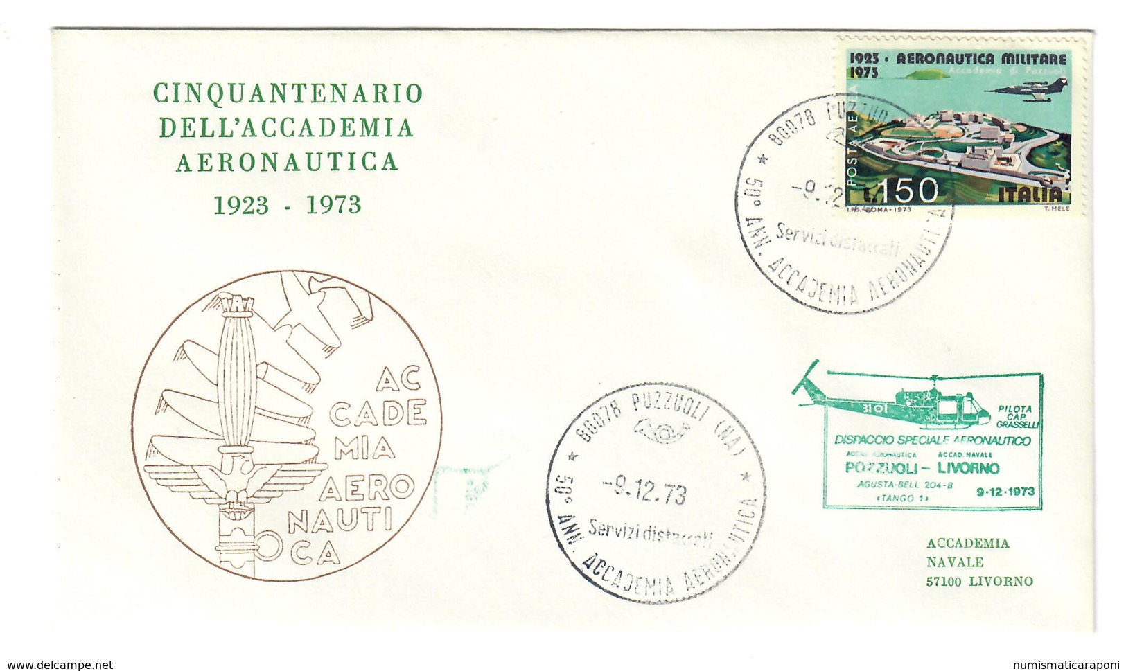 Italia 1973 Cinquantenario Accademia Aereonautica Cod.bu.228 - 1971-80: Storia Postale