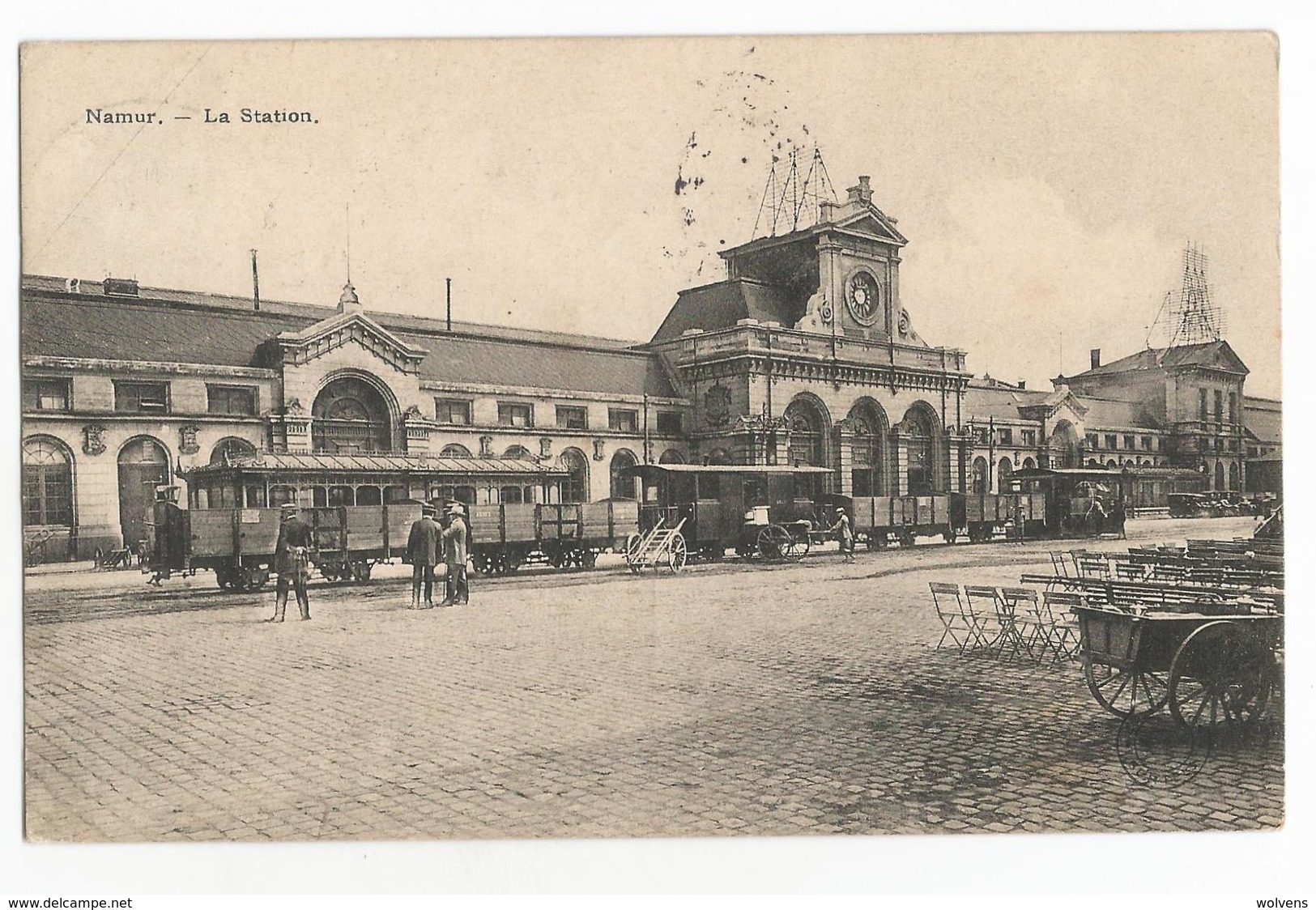 Narmur La Station Carte Postale Ancienne Animée Tram Tramway 1913 - Namen
