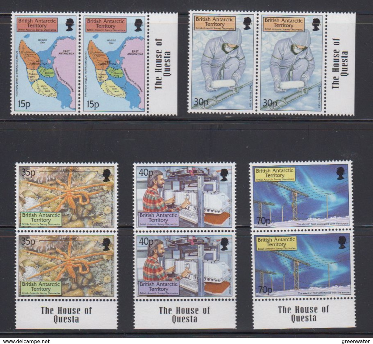 British Antarctic Territory (BAT) 1999 Survey Discoveries 5v (pair) "House Of Questa" In Margin   ** Mnh (40937C) - Ongebruikt