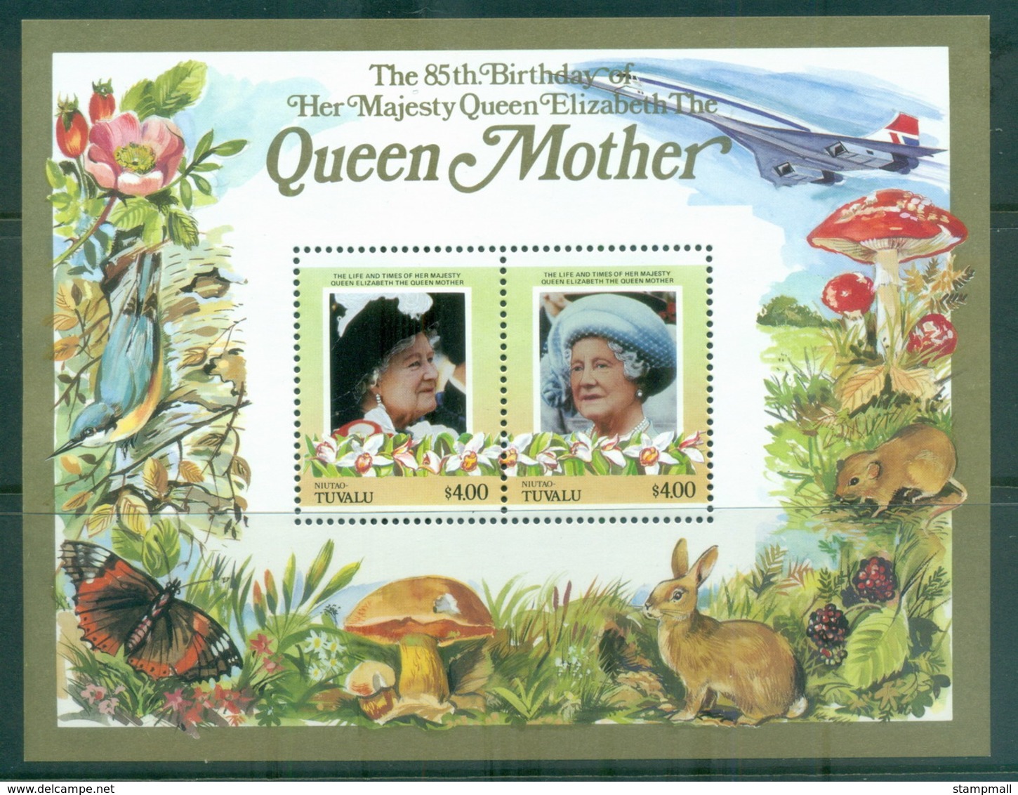 Tuvalu Niutao 1986 Queen Mother 85th Birthday $4 MS MUH - Tuvalu (fr. Elliceinseln)