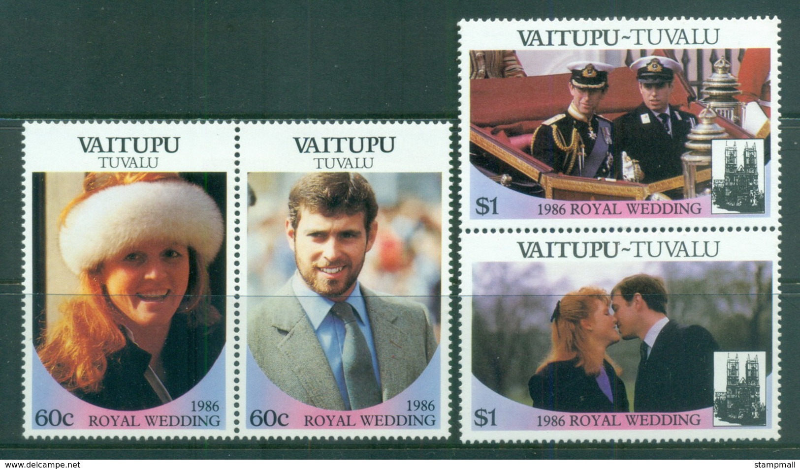 Tuvalu Vaitupu 1986 Royal Wedding, Andrew & Sarah MLH - Tuvalu