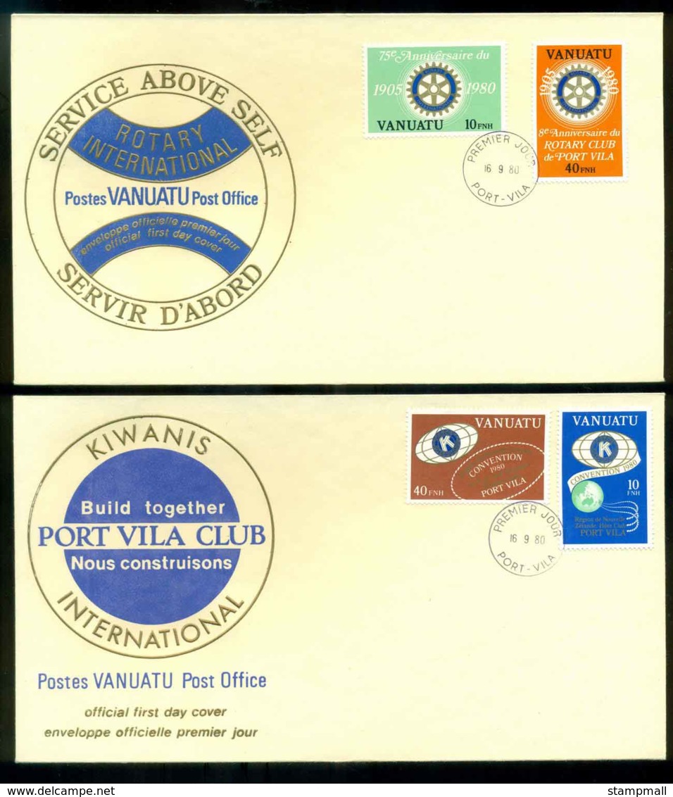 Vanuatu 1980 Rotary, Kiwani's 2x FDC Lot51719 - Vanuatu (1980-...)