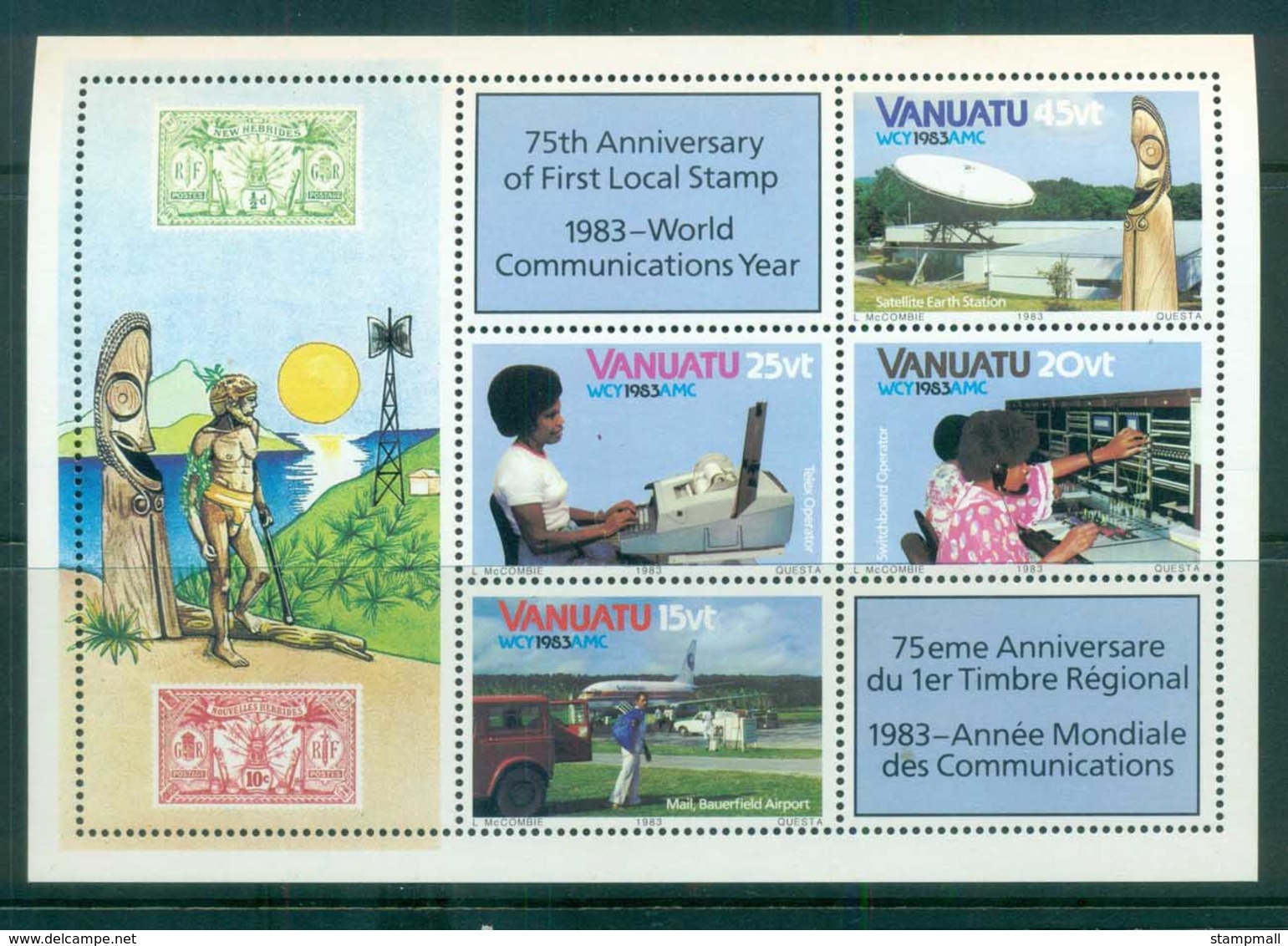 Vanuatu 1983 World Communications Year MS MUH Lot81372 - Vanuatu (1980-...)