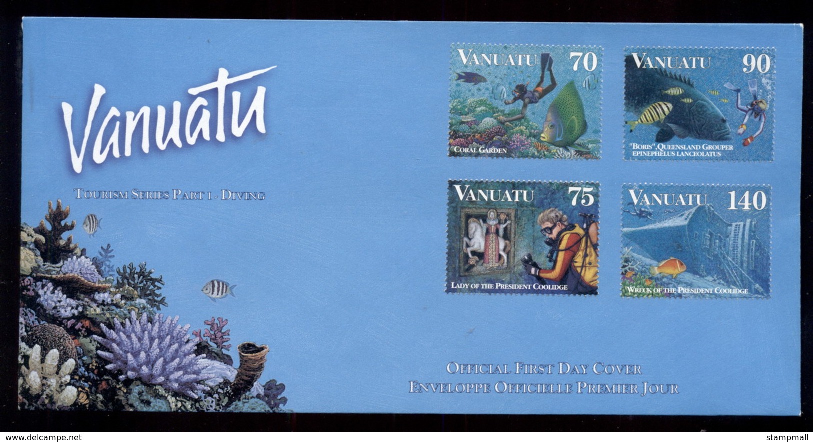 Vanuatu 1997 Marine Life, Diving Uncancelled FDC - Vanuatu (1980-...)